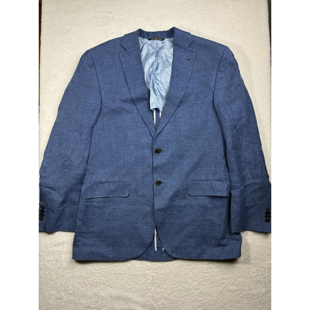 Jack Victor 40R Blazer Blue Wool Silk Cotton Sport Coat Mens Canada Italy Luxury